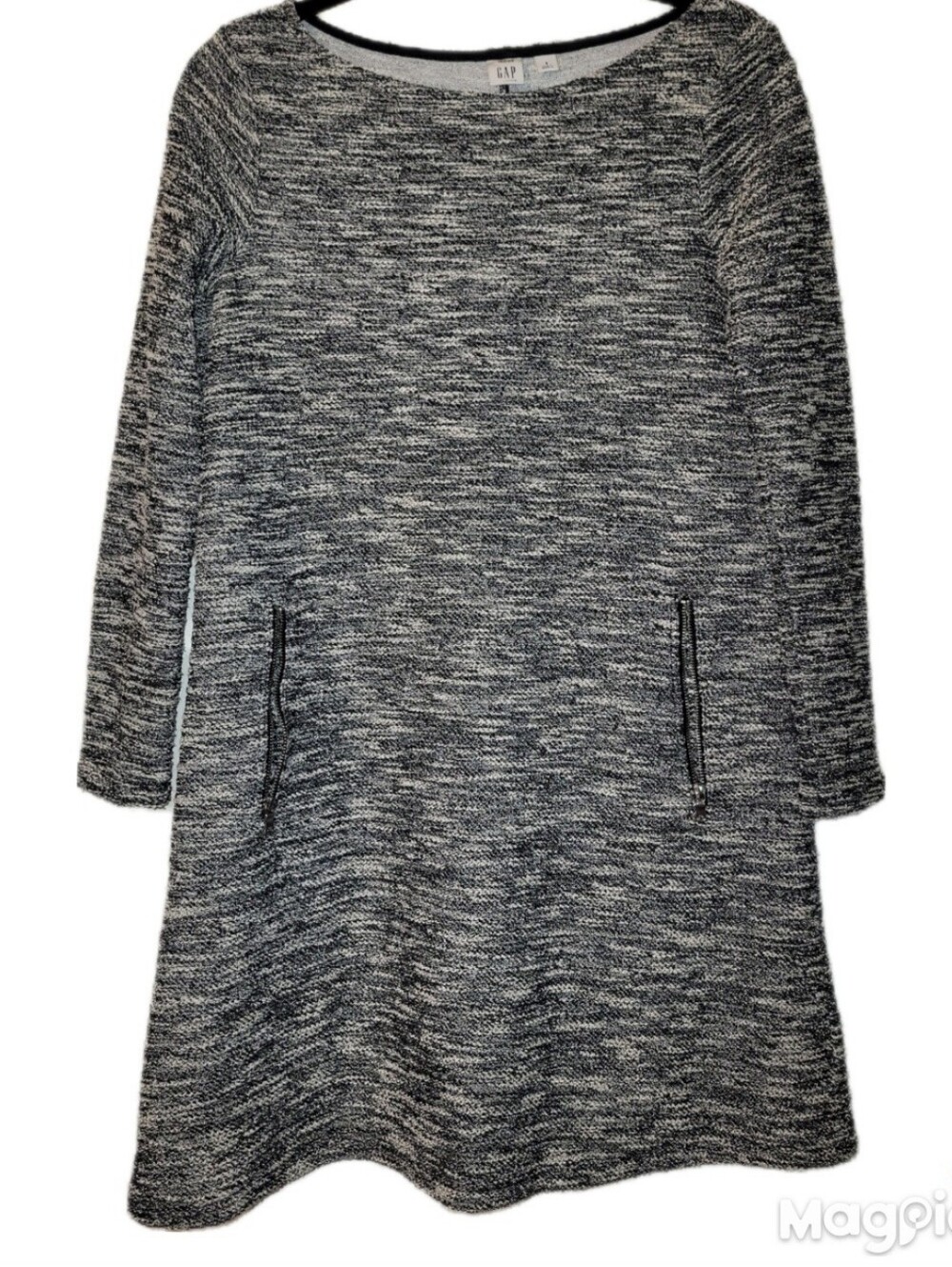 Gap Sweater Dress Long Sleeved With Zipper Detail Pockets Gray Heather Small